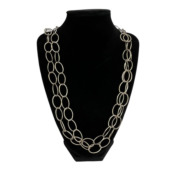 Joseph Esposito Jewelry - Joseph Esposito Signed Sterling Silver ESPO SIG Textured Oval Link Necklace